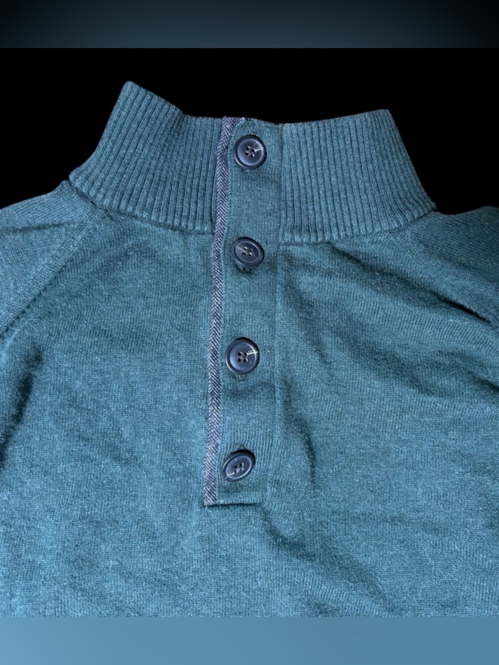 Green Button-Neck Sweater - Picture 6 of 13